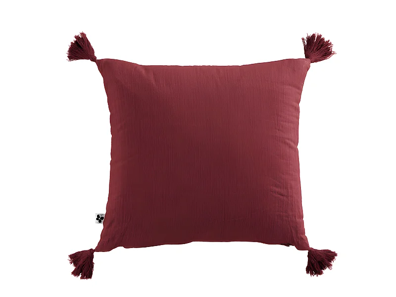 Coussin déhoussable avec pompons "Gaïa" 40 x 40 cm "Gaze de Coton"