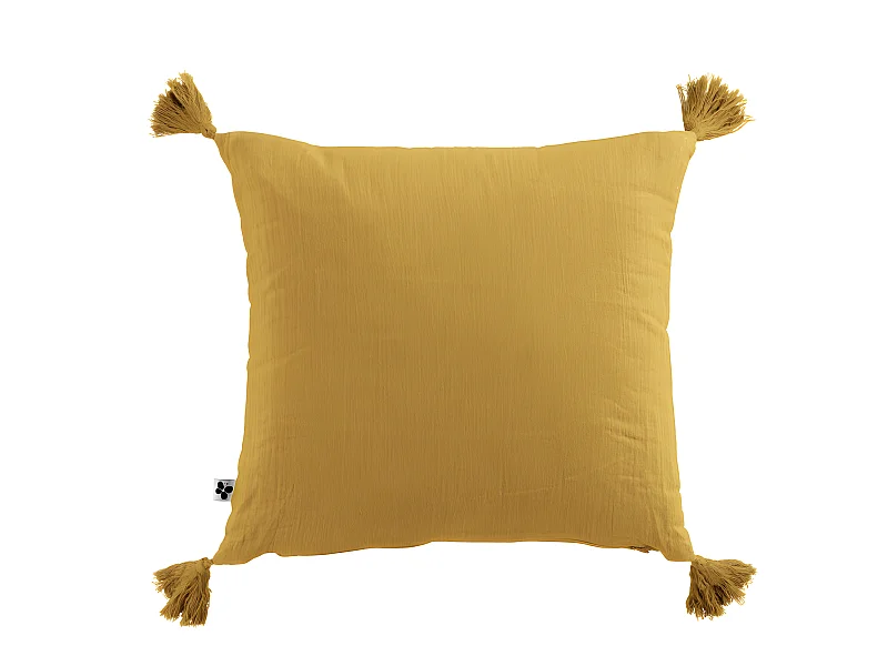 Coussin déhoussable avec pompons "Gaïa" 40 x 40 cm "Gaze de Coton"