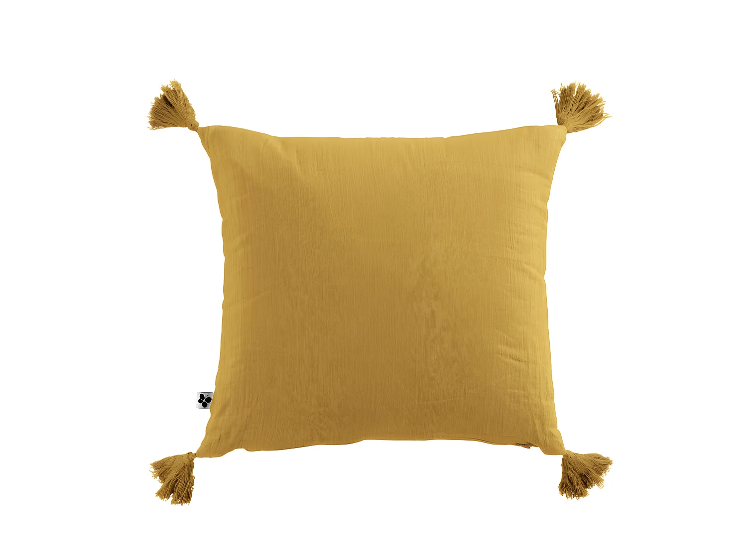 Coussin déhoussable avec pompons "Gaïa" 40 x 40 cm "Gaze de Coton"