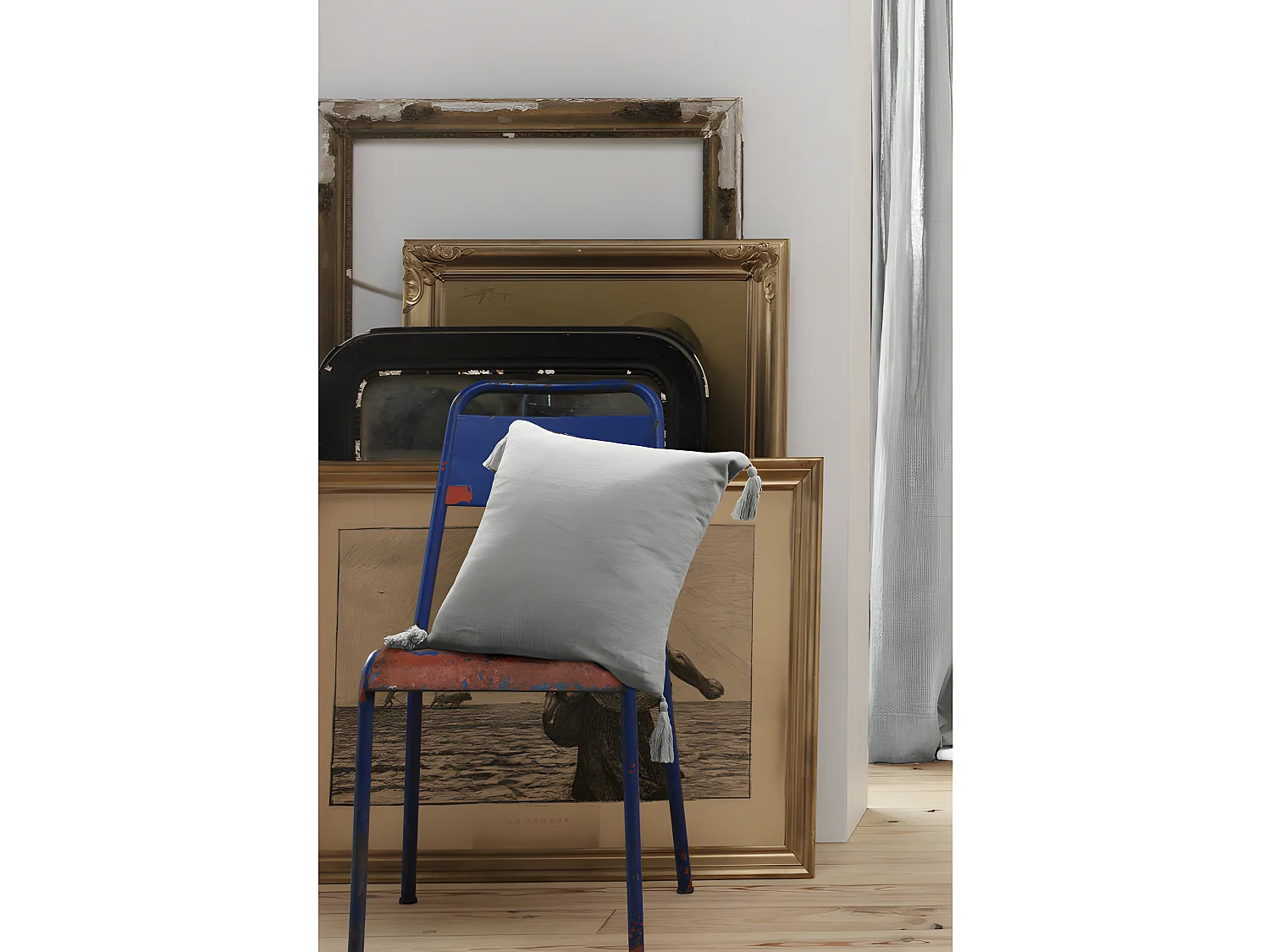 Coussin déhoussable avec pompons "Gaïa" 40 x 40 cm "Gaze de Coton"