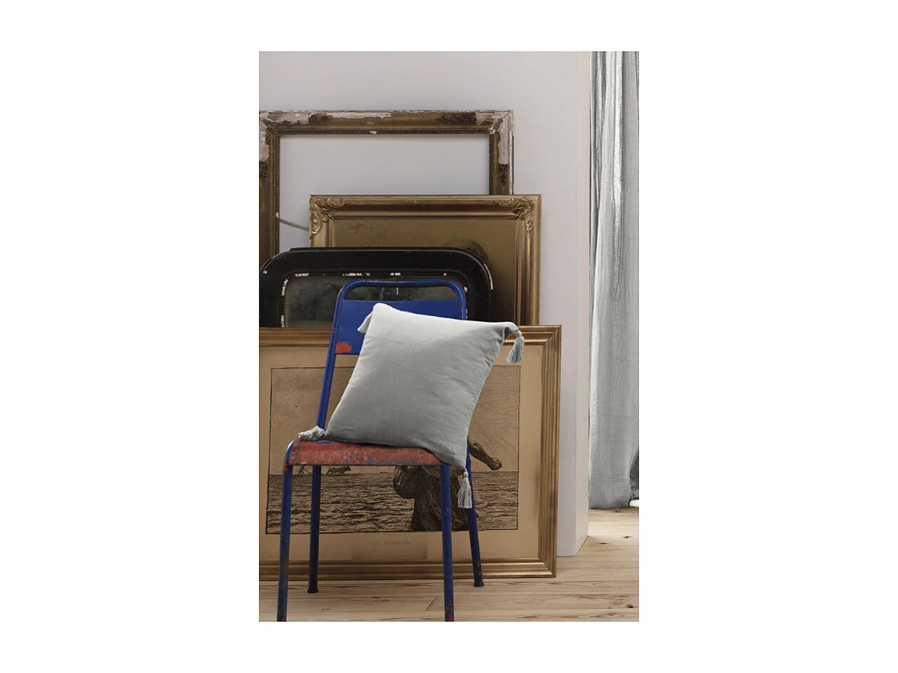 Coussin déhoussable avec pompons "Gaïa" 40 x 40 cm "Gaze de Coton" l'Effet Papillon