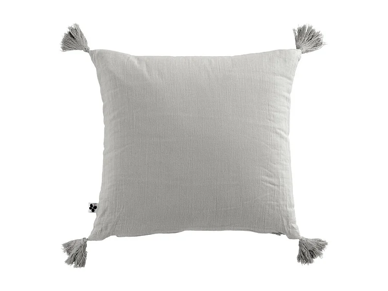 Coussin déhoussable avec pompons "Gaïa" 40 x 40 cm "Gaze de Coton" l'Effet Papillon