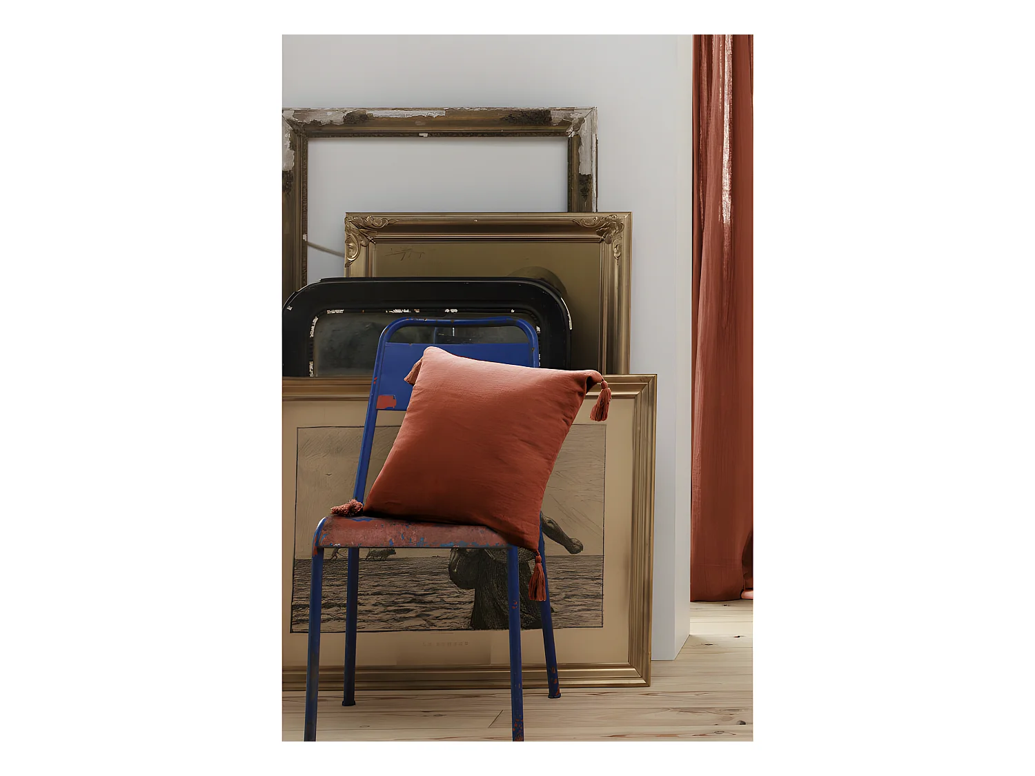 Coussin déhoussable avec pompons "Gaïa" 40 x 40 cm "Gaze de Coton"