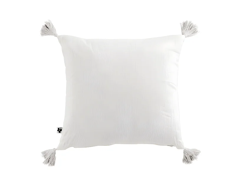 Coussin déhoussable avec pompons "Gaïa" 40 x 40 cm "Gaze de Coton"