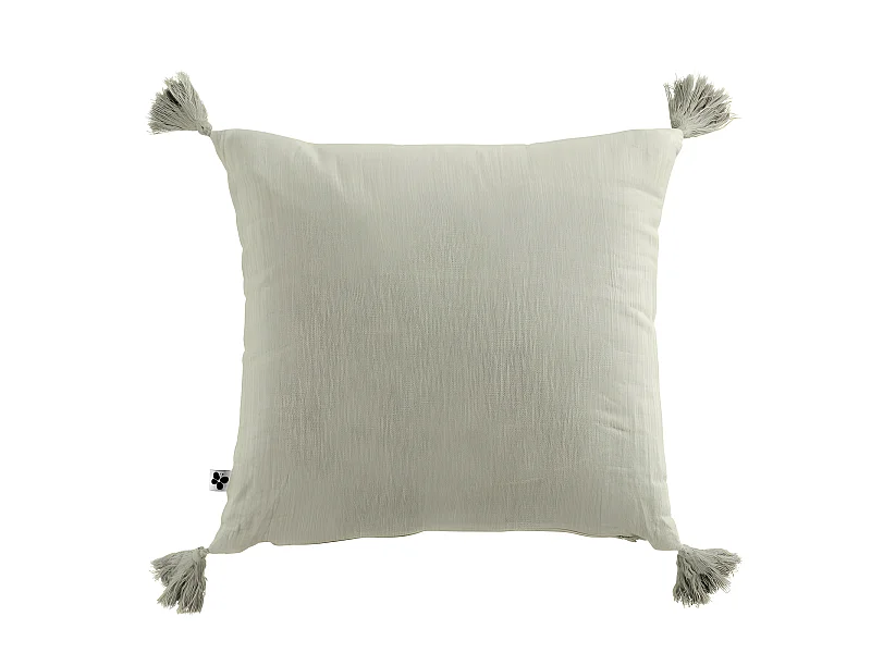 Coussin déhoussable avec pompons "Gaïa" 40 x 40 cm "Gaze de Coton"
