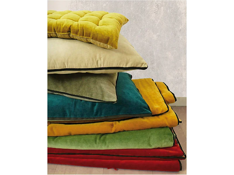 Coussin velours de coton garni "Isilde" 45 x 45 cm Vent du sud