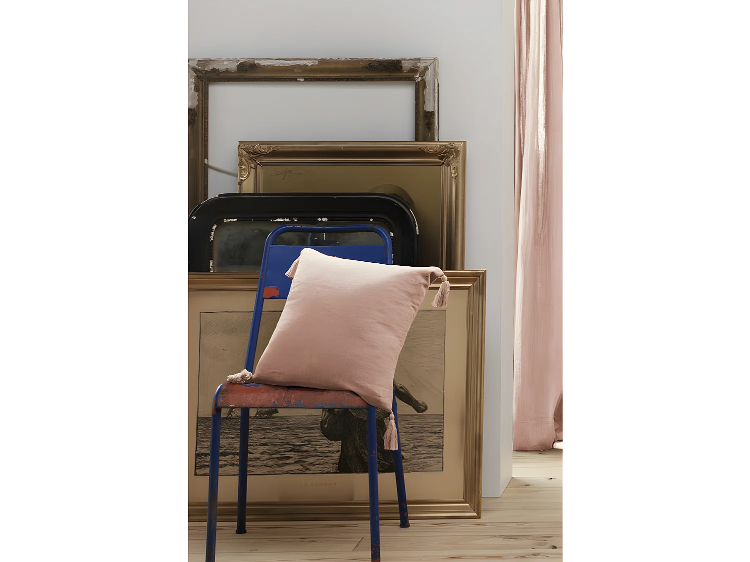 Coussin déhoussable avec pompons "Gaïa" 40 x 40 cm "Gaze de Coton"