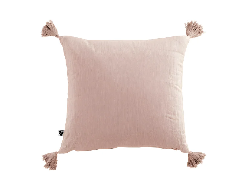 Coussin déhoussable avec pompons "Gaïa" 40 x 40 cm "Gaze de Coton"