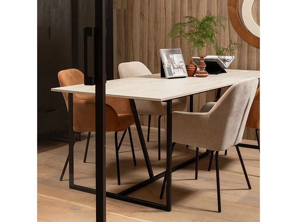 Vos - Lot de 2 fauteuils de table en chenille et métal - Rouille