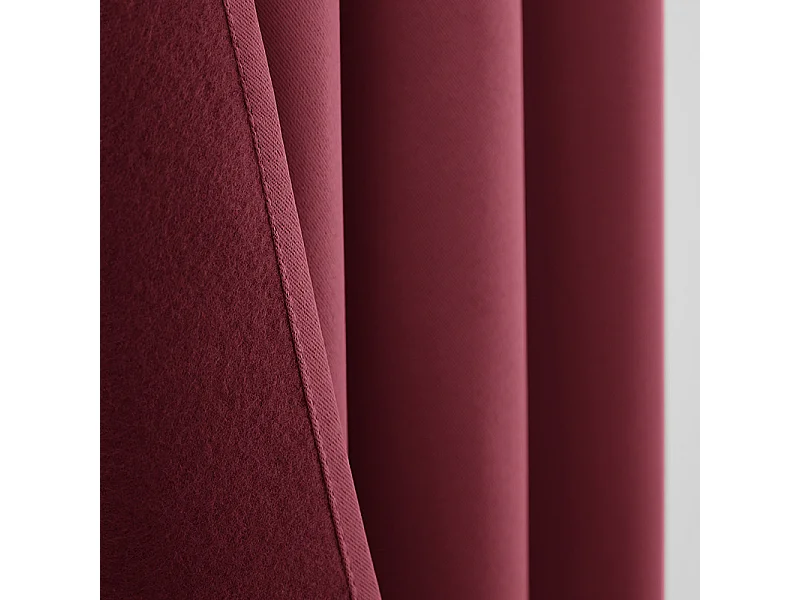 Lot de 2 rideaux occultant phonique et thermique doublé polaire "Arctique" Bordeaux
