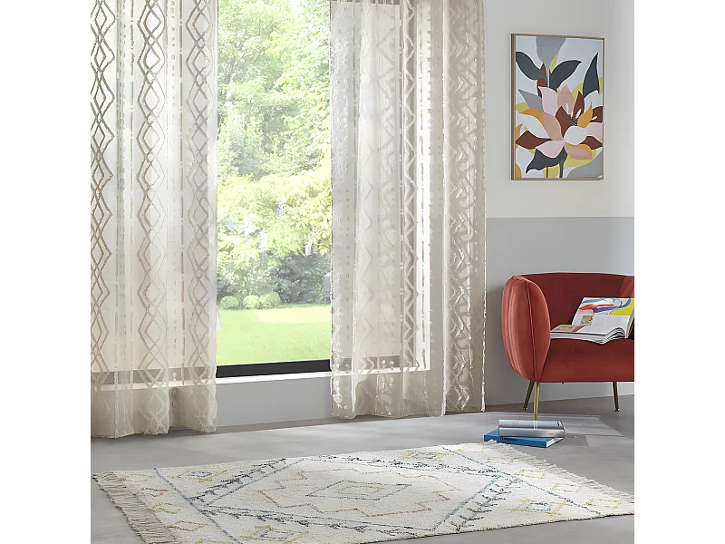 Voilage Jacquard "Sama" tamisant 140 x 240 cm Atmosphera
