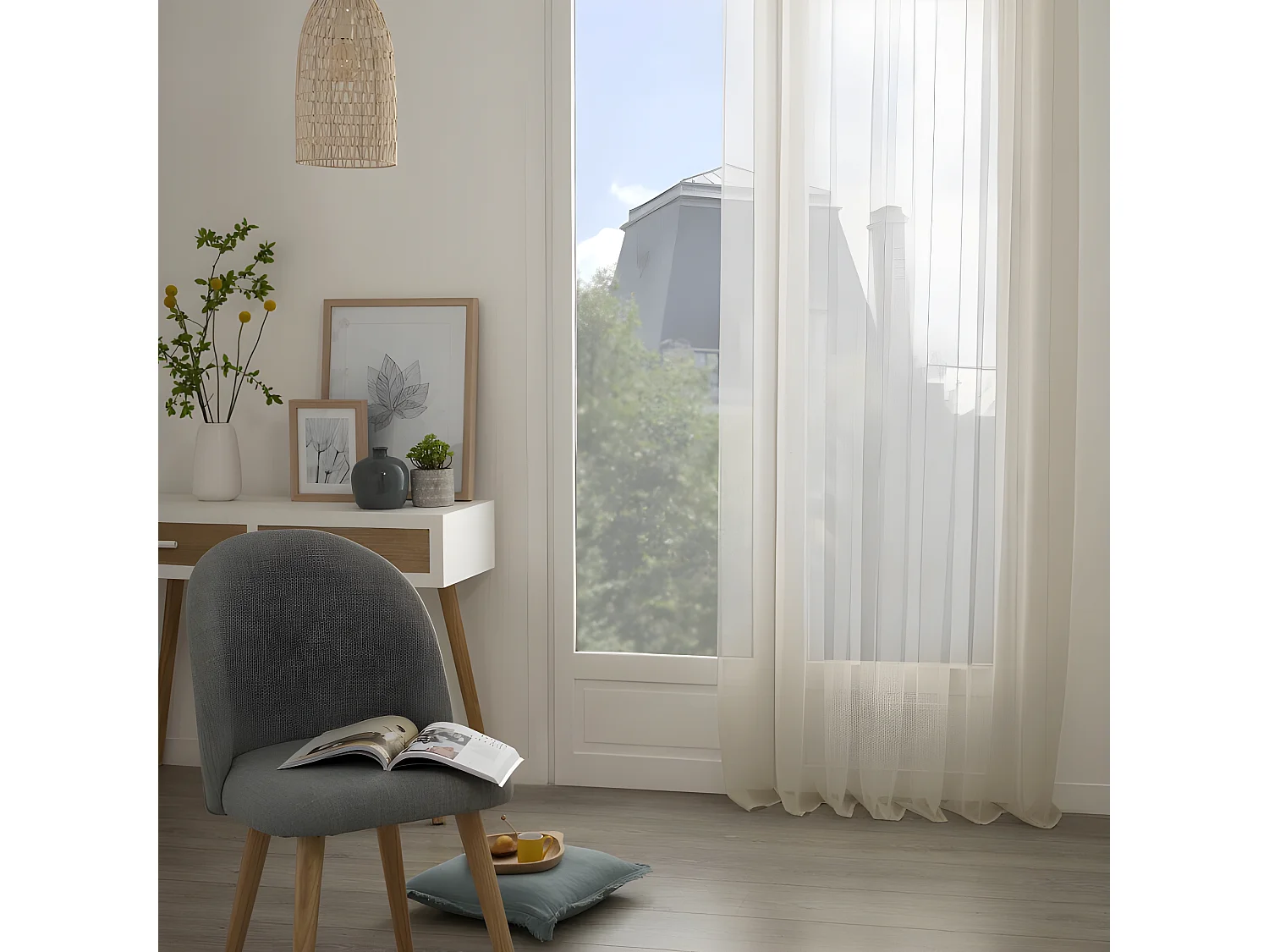 Voilage "Moly" tamisant 135 x 240 cm Atmosphera