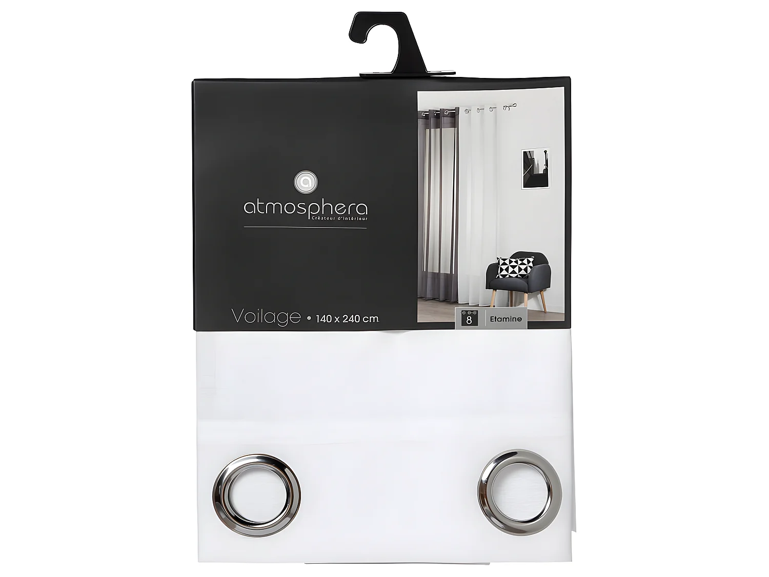 Voilage étamine tamisant 140 x 240 cm Atmosphera