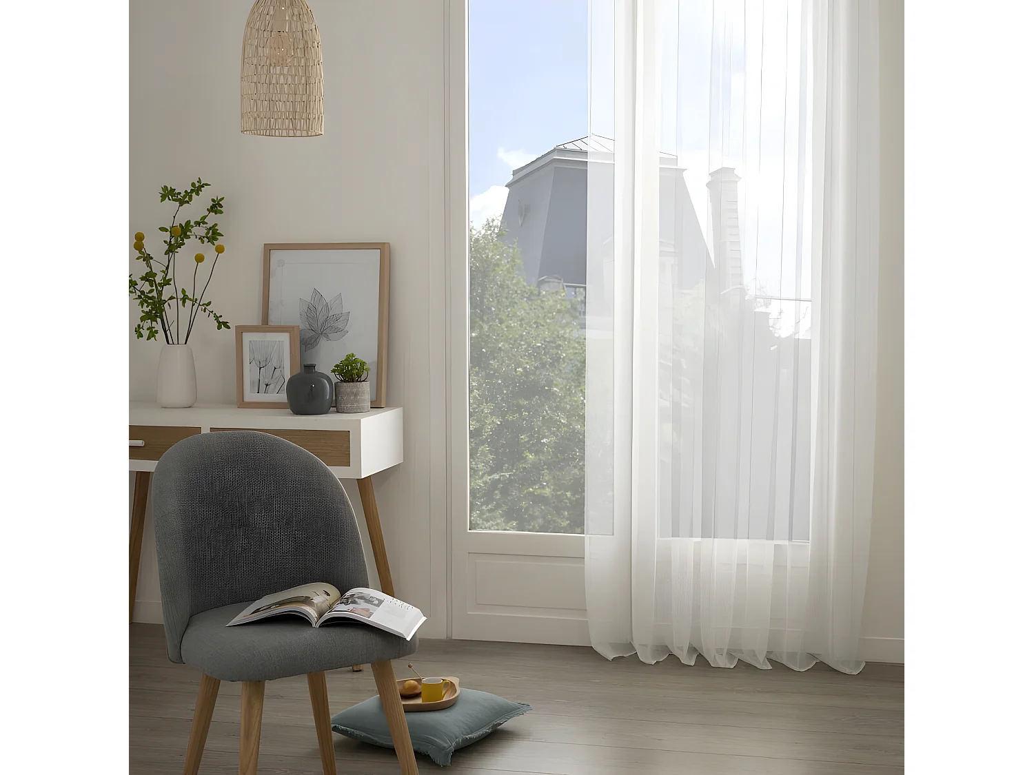 Voilage "Moly" tamisant 135 x 240 cm Atmosphera