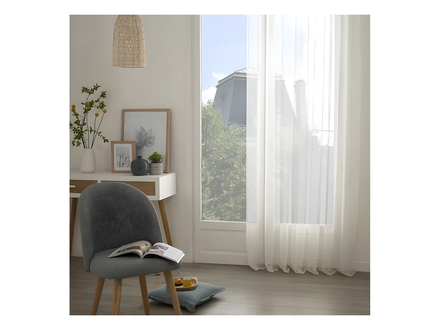 Voilage "Moly" tamisant 135 x 240 cm Atmosphera