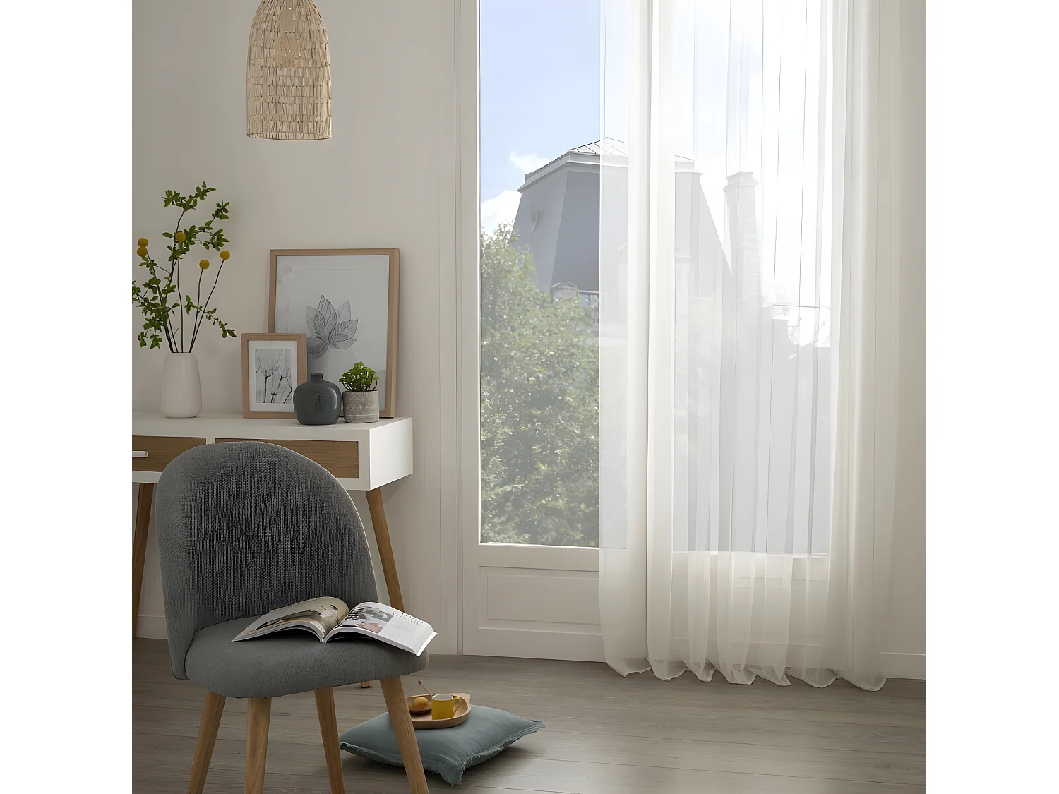 Voilage "Moly" tamisant 135 x 240 cm Atmosphera