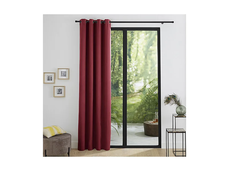 Rideau occultant phonique et thermique doublé polaire "Arctique" Bordeaux