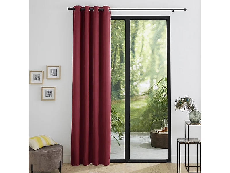 Rideau occultant phonique et thermique doublé polaire "Arctique" Bordeaux