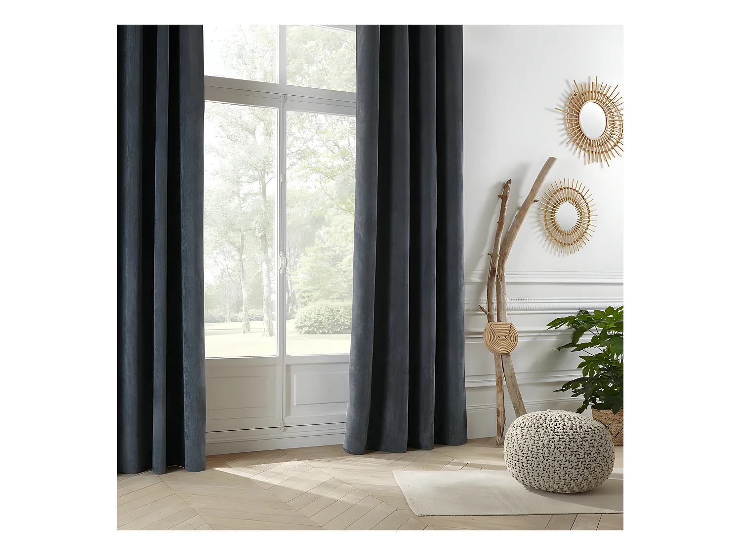 Lot de 2 rideaux d'ameublement isolant et Tamisant "Mémories" Suédine 140 x 260 cm Atmosphera