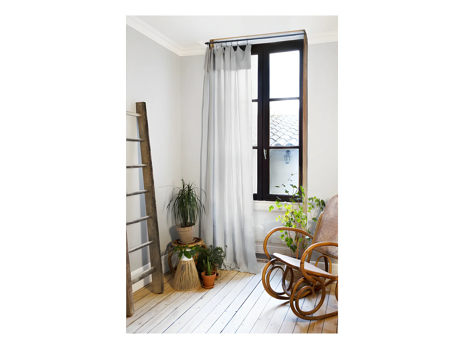 Rideau ajustable + 8 anneaux pince "Gaïa" 140 x 300 cm "Gaze de Coton"