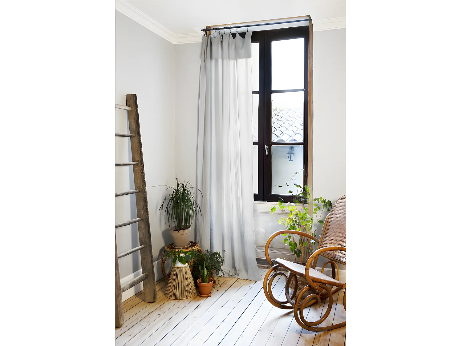 Rideau ajustable + 8 anneaux pince "Gaïa" 140 x 300 cm "Gaze de Coton"