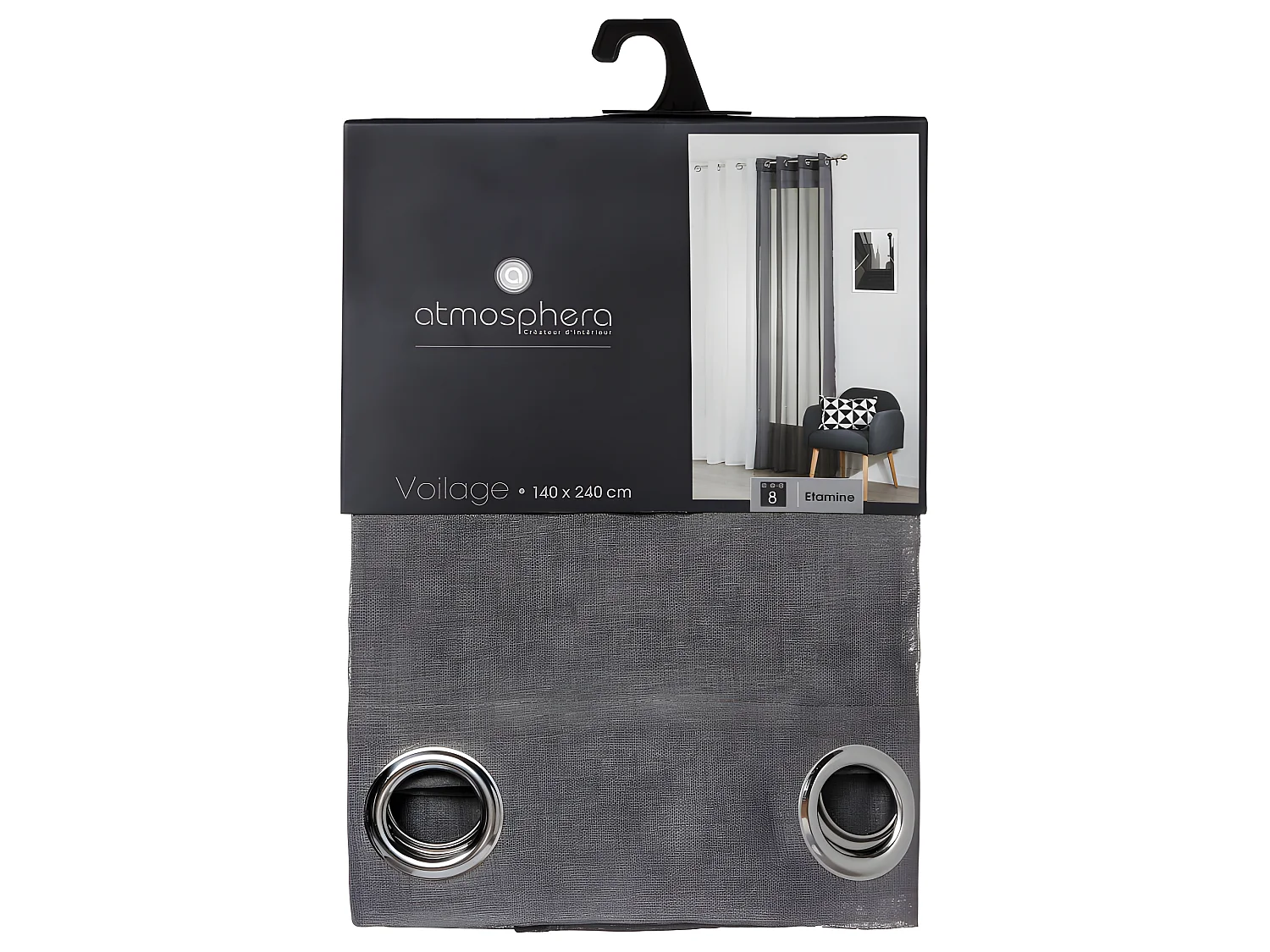 Voilage étamine tamisant 140 x 240 cm Atmosphera