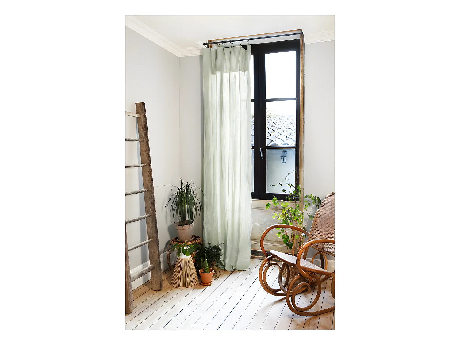 Rideau ajustable + 8 anneaux pince "Gaïa" 140 x 300 cm "Gaze de Coton"