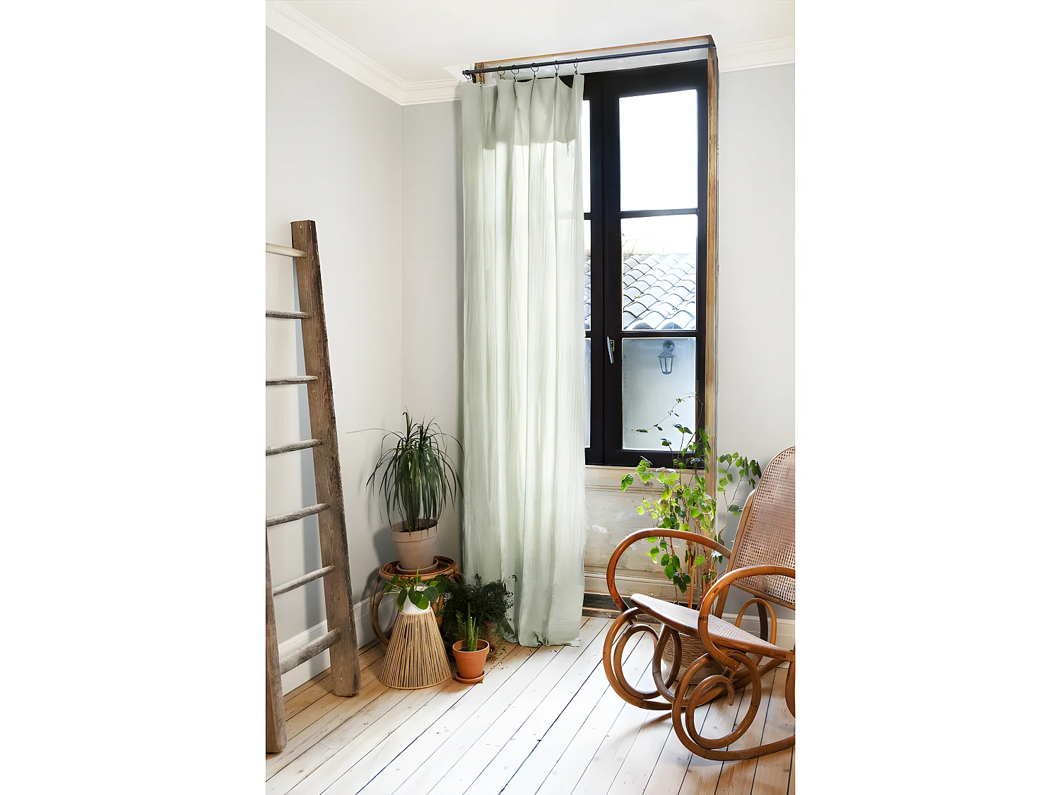 Rideau ajustable + 8 anneaux pince "Gaïa" 140 x 300 cm "Gaze de Coton"