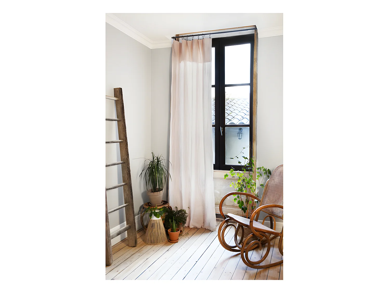 Rideau ajustable + 8 anneaux pince "Gaïa" 140 x 300 cm "Gaze de Coton"