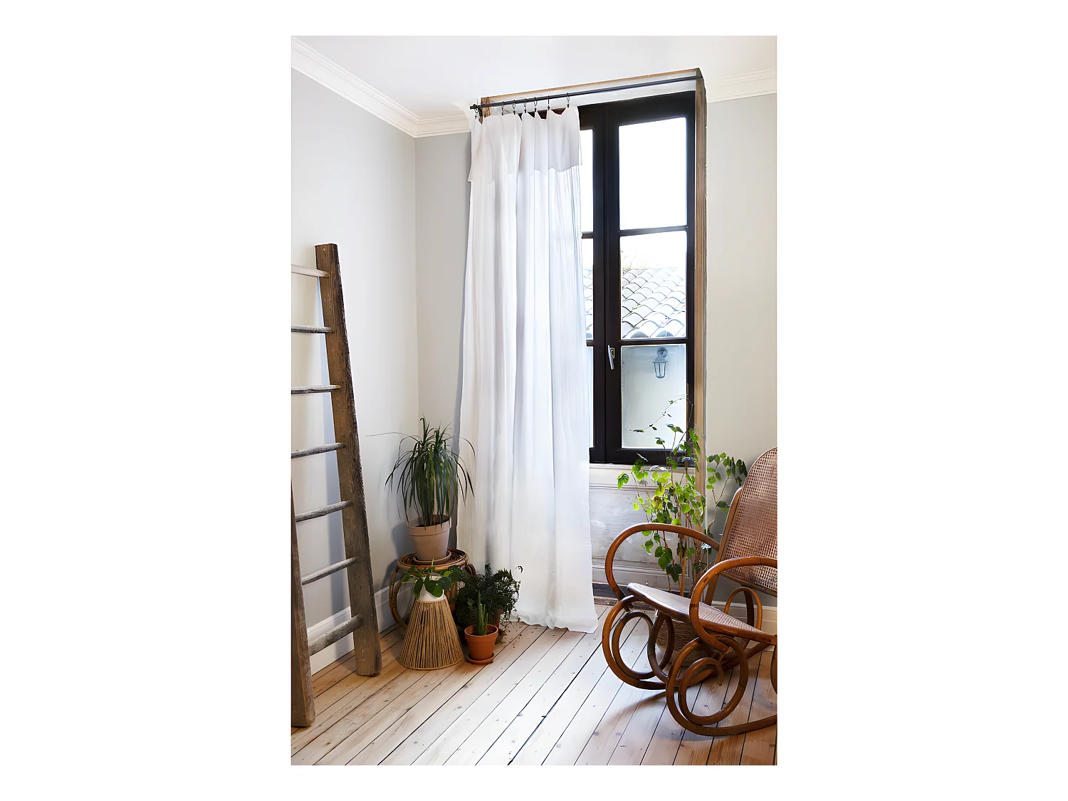 Rideau ajustable + 8 anneaux pince "Gaïa" 140 x 300 cm "Gaze de Coton"