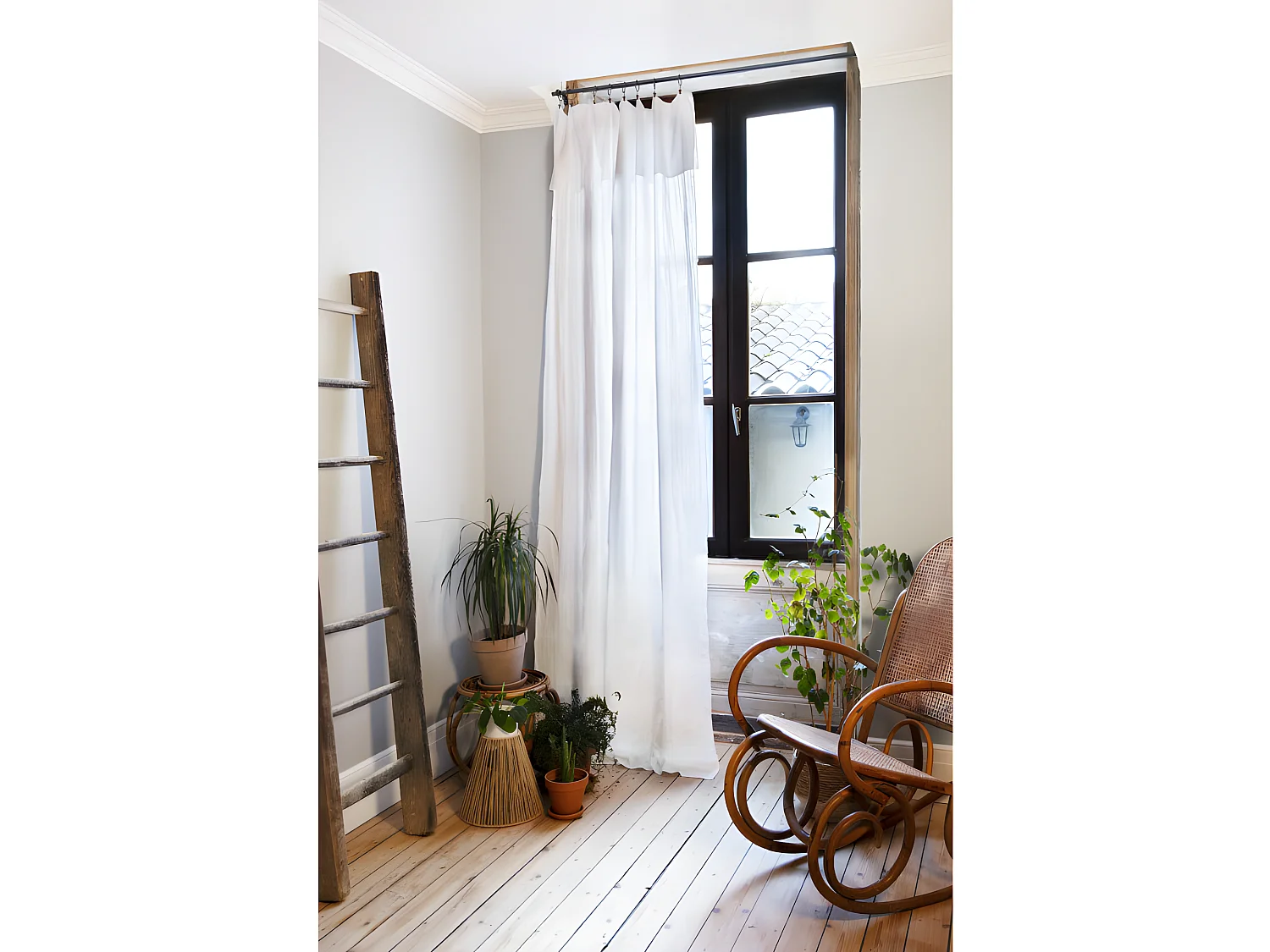 Rideau ajustable + 8 anneaux pince "Gaïa" 140 x 300 cm "Gaze de Coton"