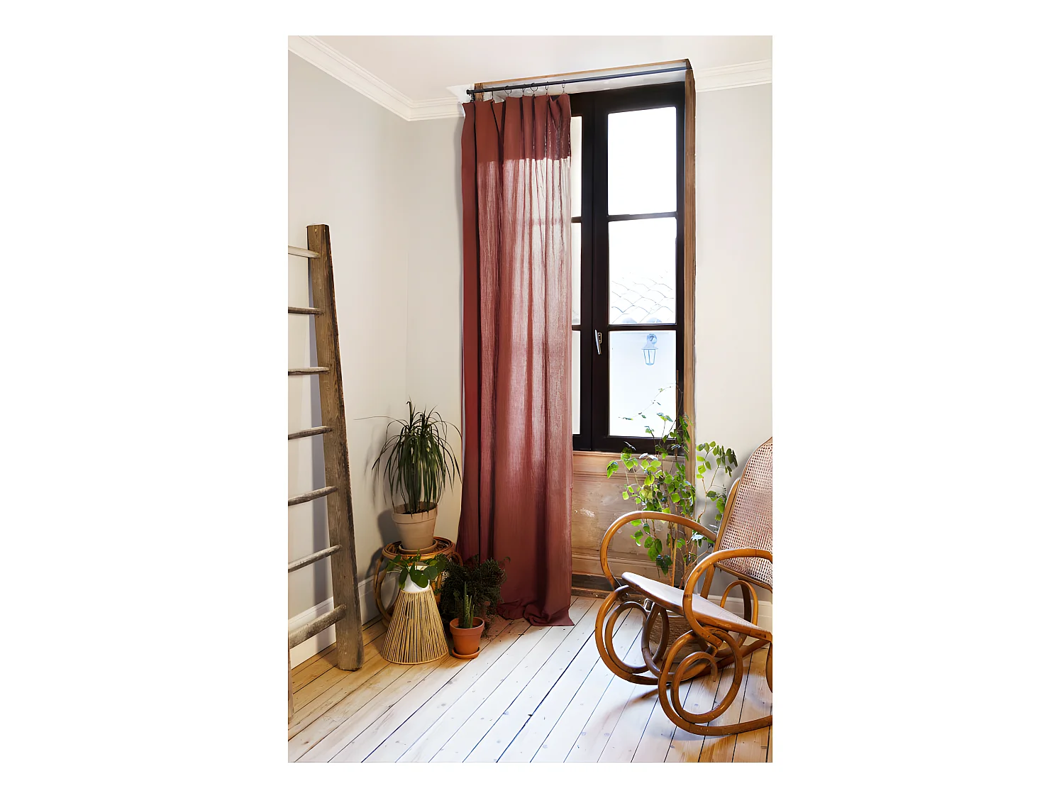 Rideau ajustable + 8 anneaux pince "Gaïa" 140 x 300 cm "Gaze de Coton"