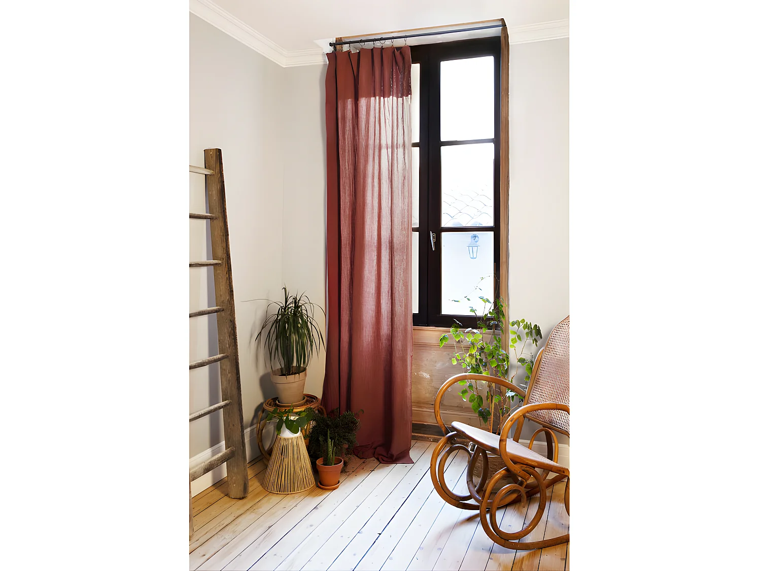 Rideau ajustable + 8 anneaux pince "Gaïa" 140 x 300 cm "Gaze de Coton"