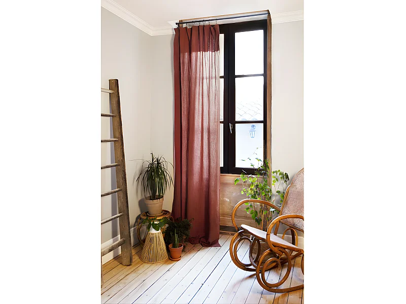 Rideau ajustable + 8 anneaux pince "Gaïa" 140 x 300 cm "Gaze de Coton"