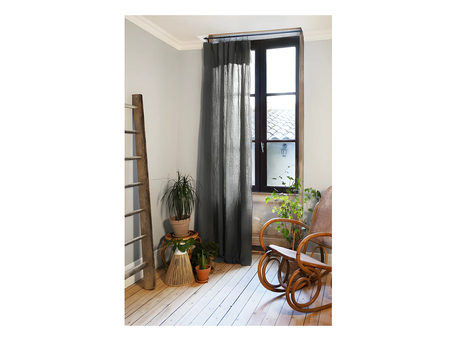 Rideau ajustable + 8 anneaux pince "Gaïa" 140 x 300 cm "Gaze de Coton"