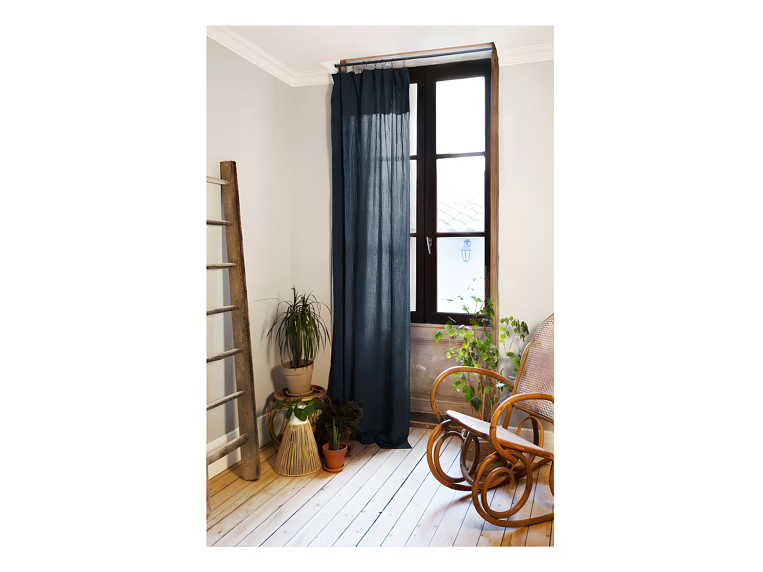 Rideau ajustable + 8 anneaux pince "Gaïa" 140 x 300 cm "Gaze de Coton"