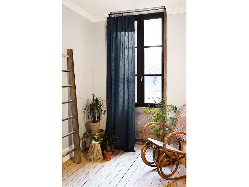 Rideau ajustable + 8 anneaux pince "Gaïa" 140 x 300 cm "Gaze de Coton"