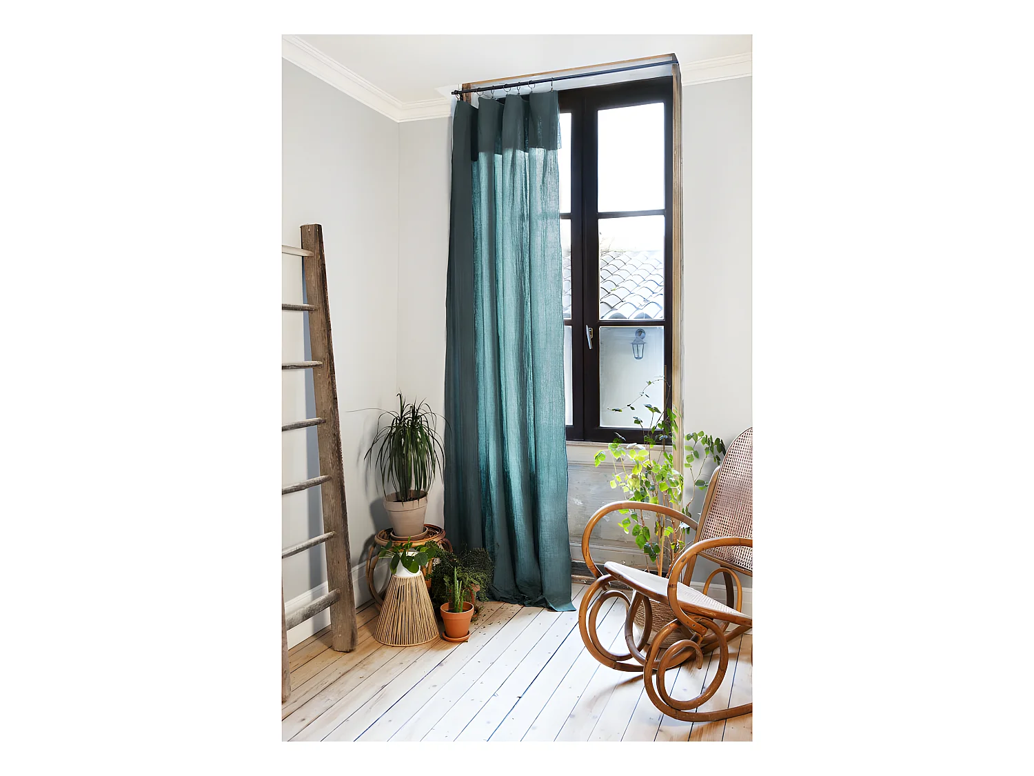 Rideau ajustable + 8 anneaux pince "Gaïa" 140 x 300 cm "Gaze de Coton"