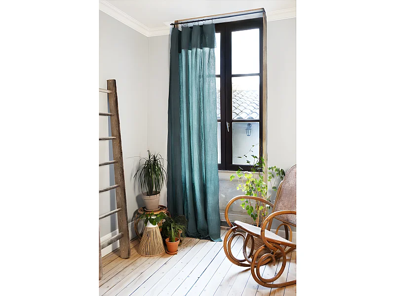 Rideau ajustable + 8 anneaux pince "Gaïa" 140 x 300 cm "Gaze de Coton"