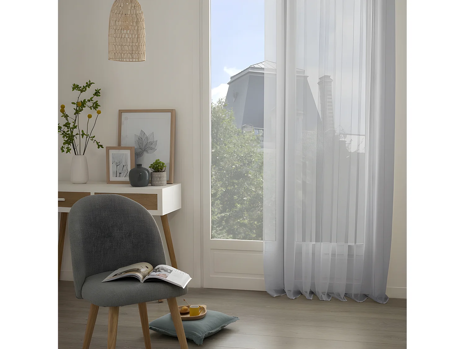 Voilage "Moly" tamisant 135 x 240 cm Atmosphera