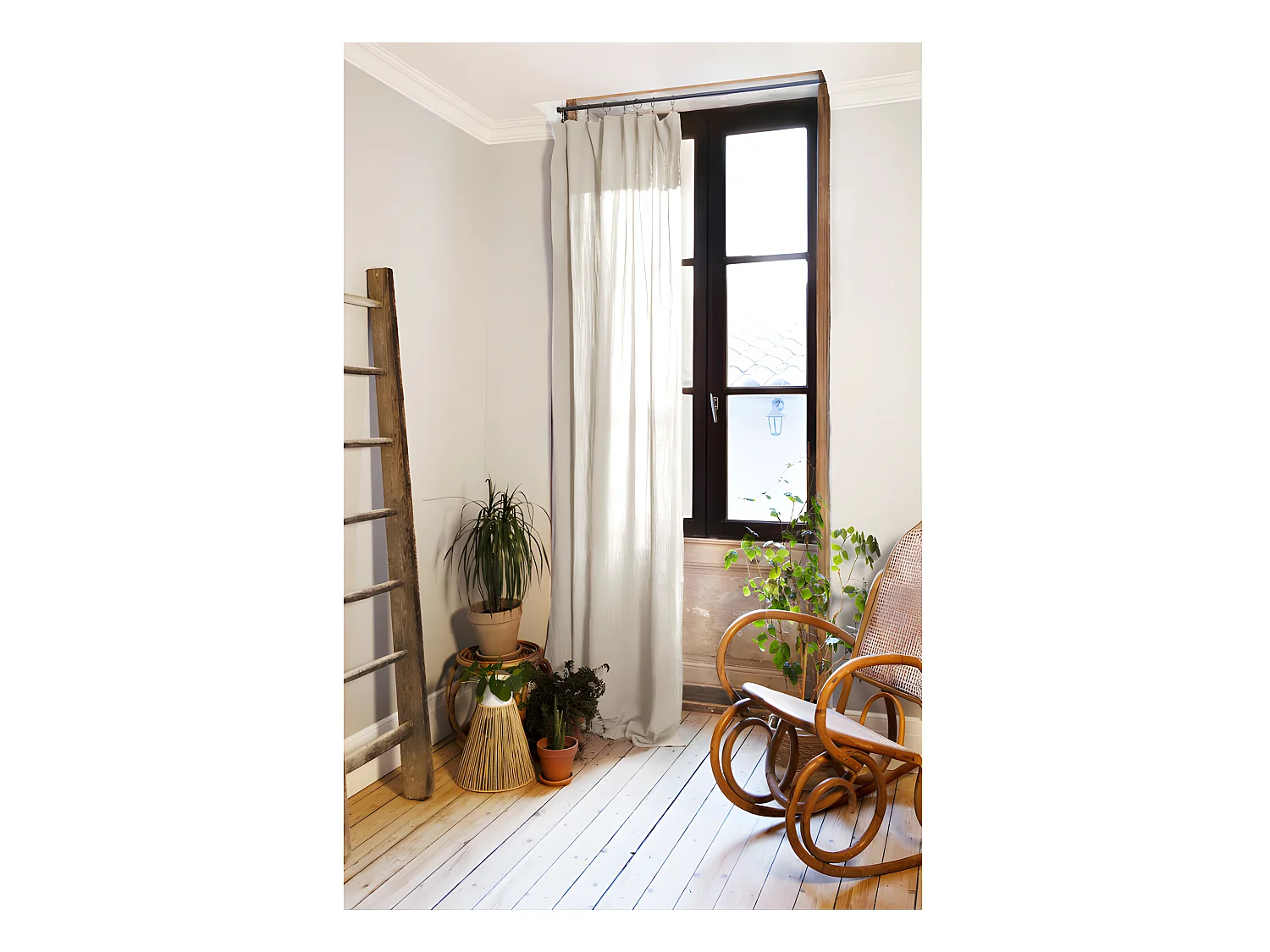 Rideau ajustable + 8 anneaux pince "Gaïa" 140 x 300 cm "Gaze de Coton"