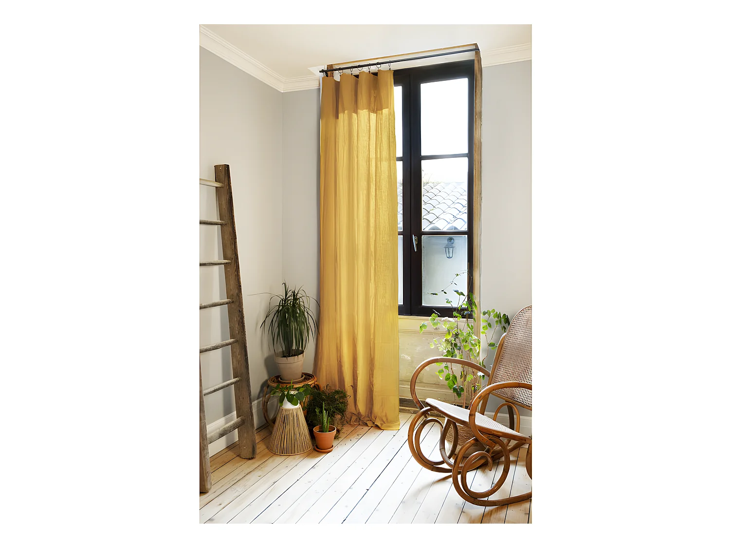 Rideau ajustable + 8 anneaux pince "Gaïa" 140 x 300 cm "Gaze de Coton"