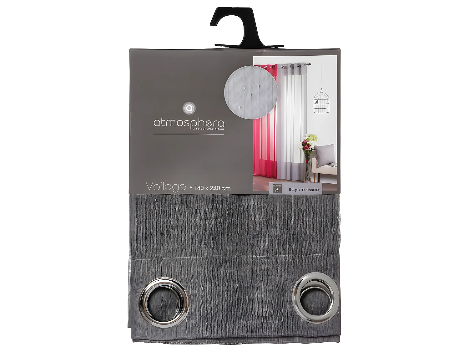 Voilage à rayures tamisant 140 x 240 cm Atmosphera