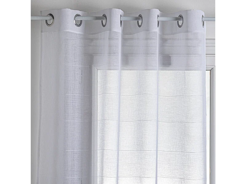 Voilage larges bandes horizontales "Alex" tamisant 140 x 240 cm Atmosphera - Couleur: Blanc
