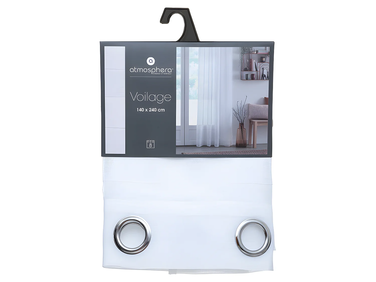 Voilage larges bandes horizontales "Alex" tamisant 140 x 240 cm Atmosphera - Couleur: Blanc