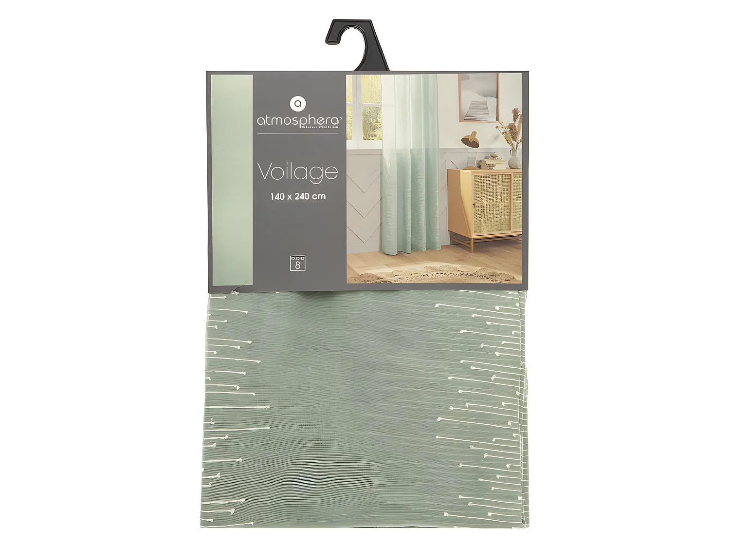 Voilage fines rayures "Liah" tamisant 140 x 240 cm Atmosphera