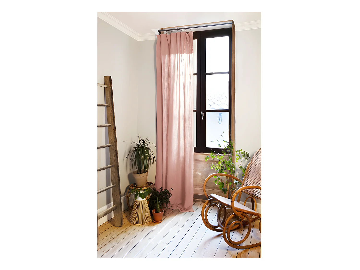 Rideau ajustable + 8 anneaux pince "Gaïa" 140 x 300 cm "Gaze de Coton"