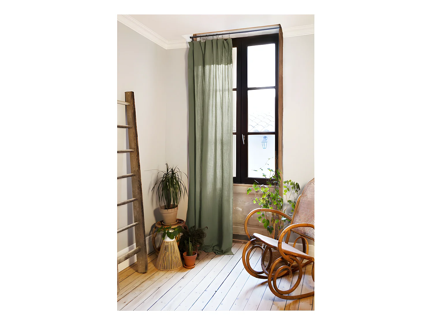 Rideau ajustable + 8 anneaux pince "Gaïa" 140 x 300 cm "Gaze de Coton"