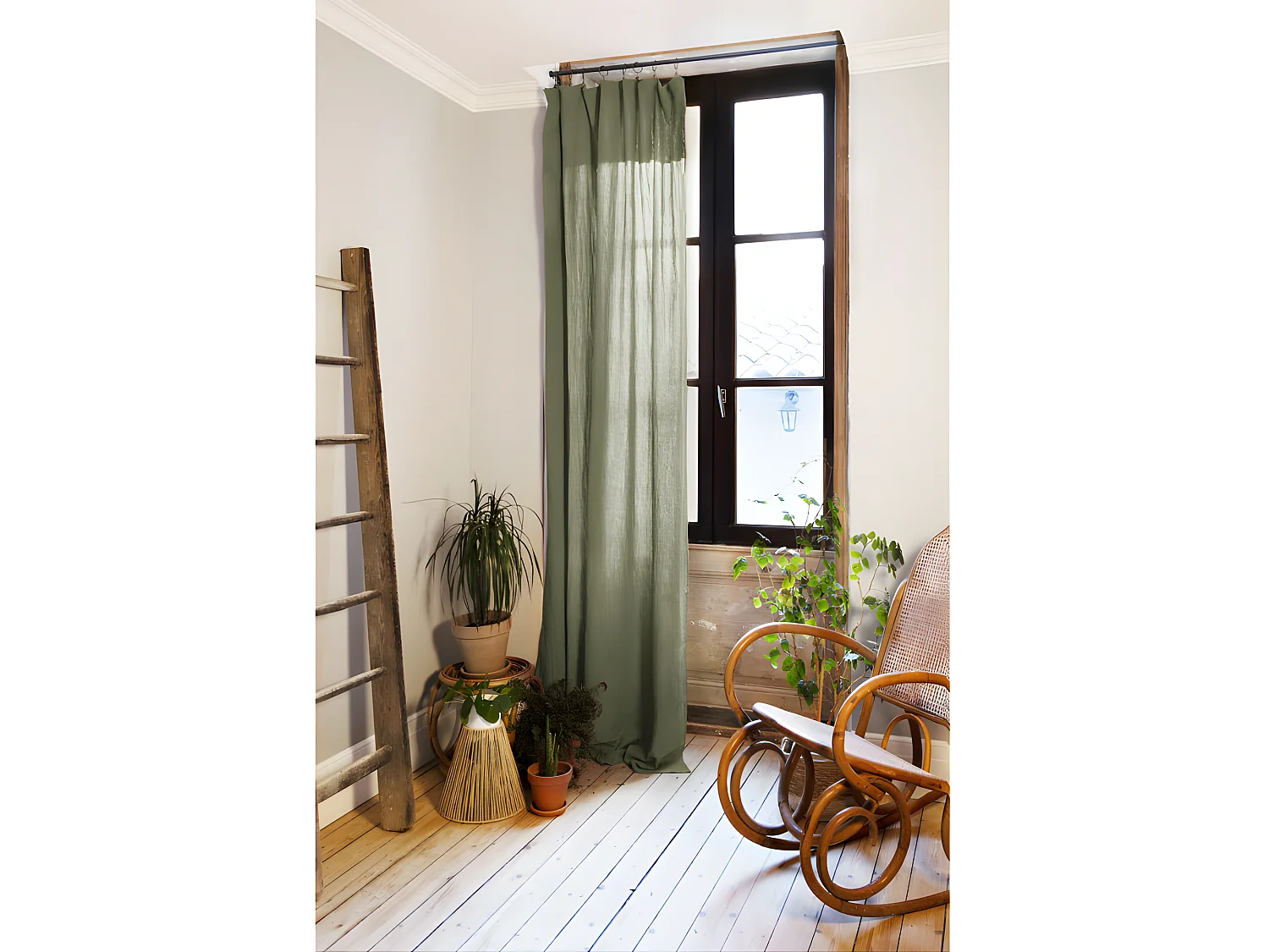 Rideau Ajustable 140x300 Cm En Gaze De Coton Naturel - Certifié Oeko-Tex - Housse De Rêve