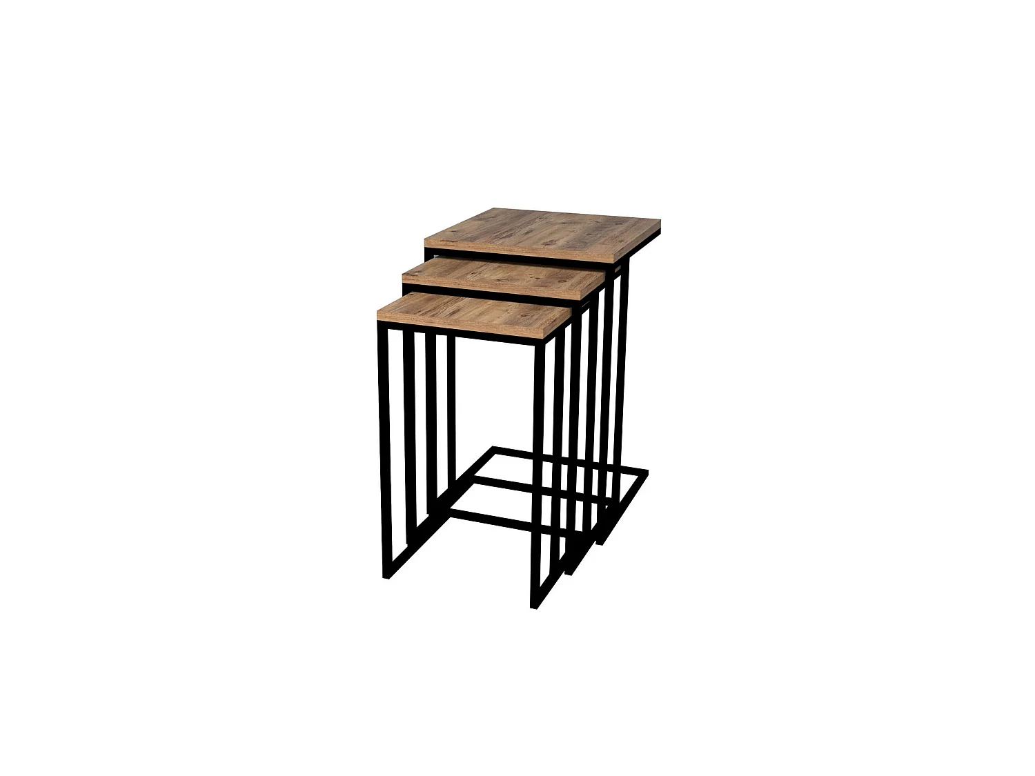 Table gigogne, 100 % aggloméré plaqué mélamine, Couleur Atlantique Noir 40x61.8x40